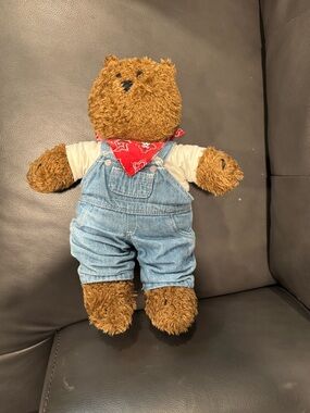 Classic Baby Gap Brannan Bear in jeans overalls Lovey Brennan Plush 12" teddy